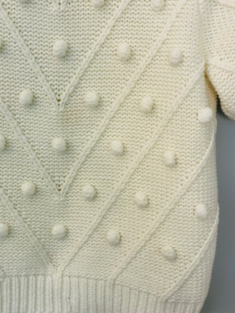 English Factory Puff Short Sleeve Sweater Mock Neck Textured Knit Ivory Medium - Picture 3 of 7